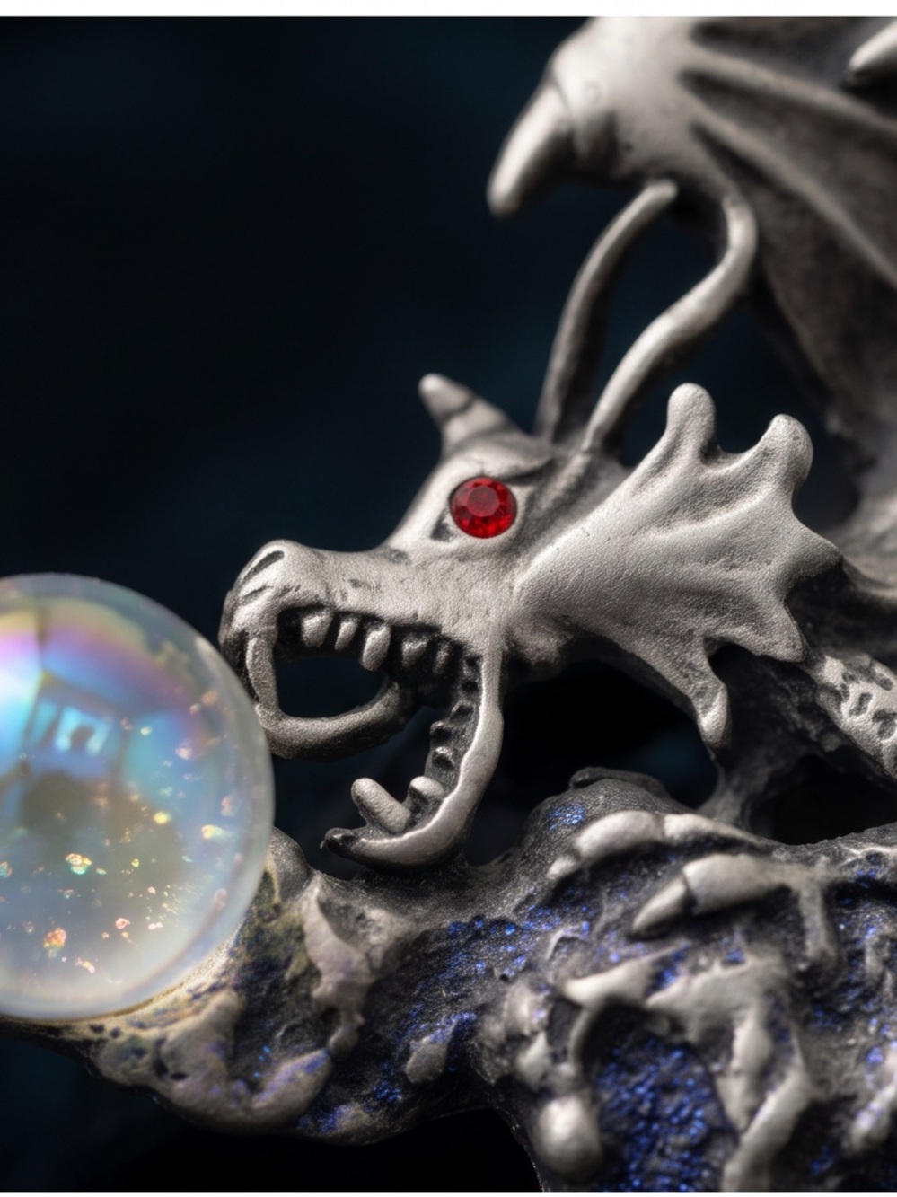 Vintage JJ Jonette Jewelry Dragon Brooch Pin Dragon With Magic Orb